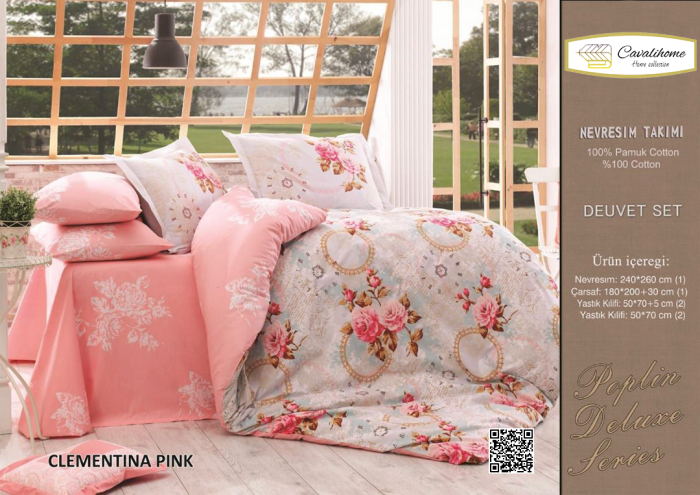 لحاف روتختی چاپی طرح CLEMENTINA PINK اوالی هوم